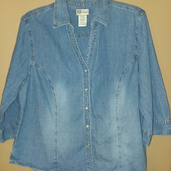 💲5/$25💲Faded Glory Blue Jean Blouse 22W/24W - Picture 2 of 8
